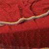 Sanskriti Vintage Dark Red Sarees Hand Beaded Pure Georgette Silk Sustainable Fabric Sari