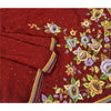 Sanskriti Vintage Dark Red Sarees Hand Beaded Pure Georgette Silk Sustainable Fabric Sari