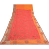 Sanskriti Vintage Indian Sarees Blend Georgette/Net Orange/Pink Craft Sari