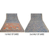 Sanskriti Vintage Blue/Orange Heavy Sarees Sari Pure Cotton Kalamkari Fabric