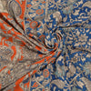 Sanskriti Vintage Blue/Orange Heavy Sarees Sari Pure Cotton Kalamkari Fabric