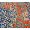 Sanskriti Vintage Blue/Orange Heavy Sarees Sari Pure Cotton Kalamkari Fabric