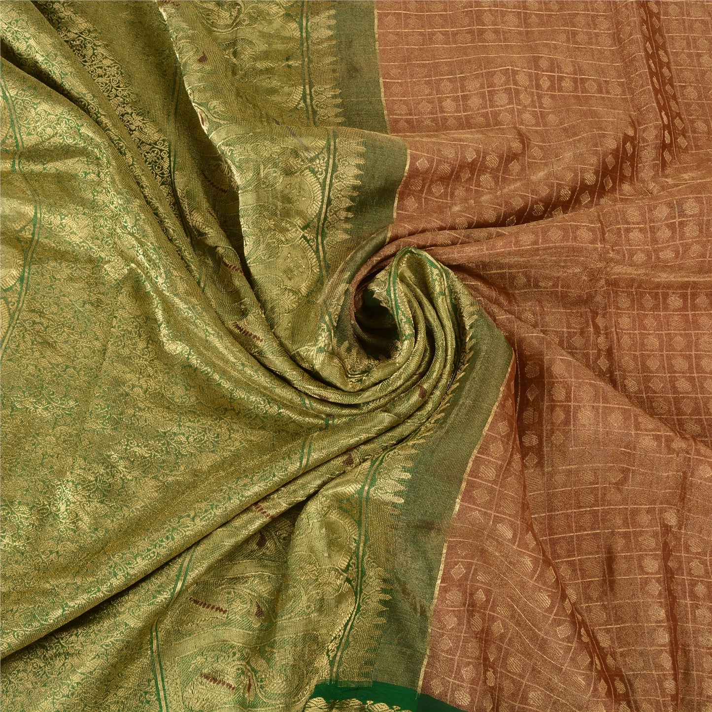 Sanskriti Vintage Red Sarees 100%Pure Silk Zari Woven Brocade Banarasi 5+YD Sari