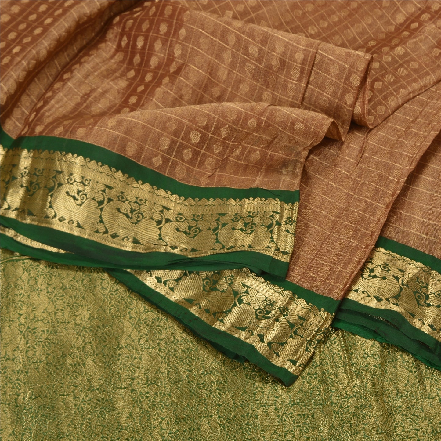 Sanskriti Vintage Red Sarees 100%Pure Silk Zari Woven Brocade Banarasi 5+YD Sari