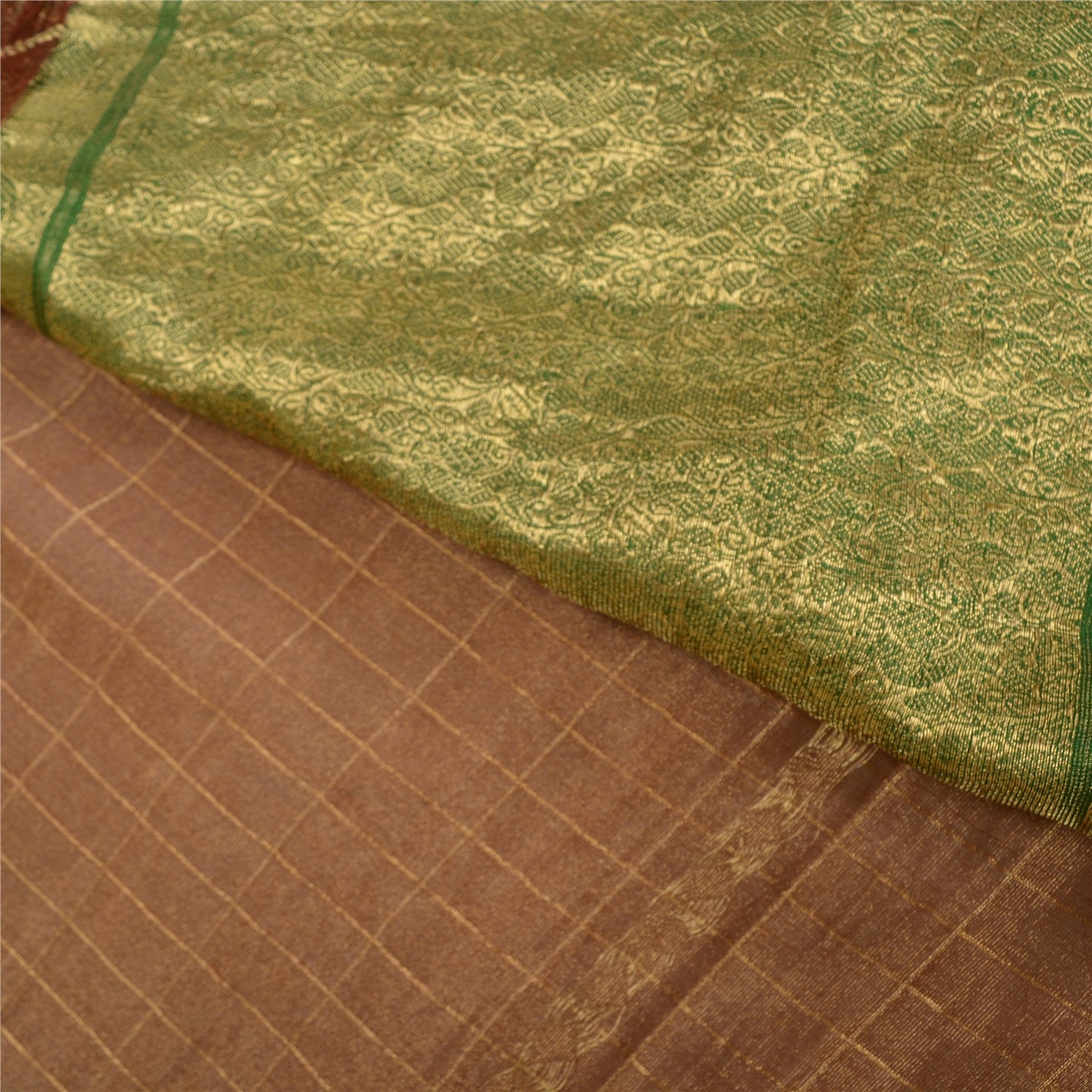 Sanskriti Vintage Red Sarees 100%Pure Silk Zari Woven Brocade Banarasi 5+YD Sari