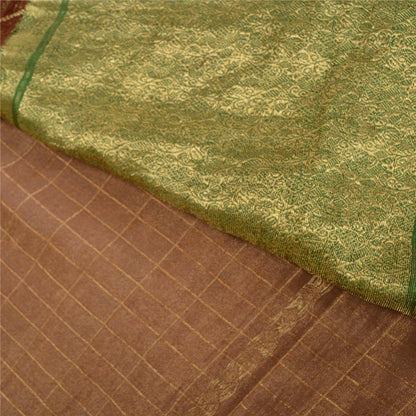 Sanskriti Vintage Red Sarees 100%Pure Silk Zari Woven Brocade Banarasi 5+YD Sari