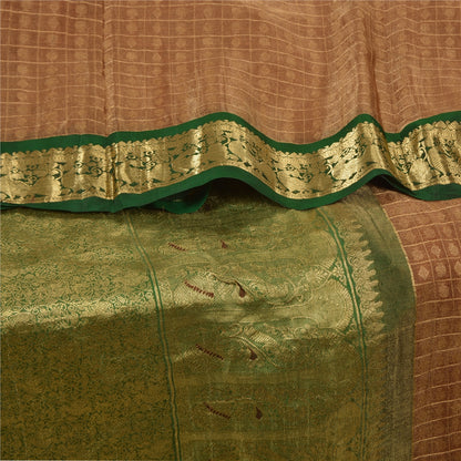 Sanskriti Vintage Red Sarees 100%Pure Silk Zari Woven Brocade Banarasi 5+YD Sari