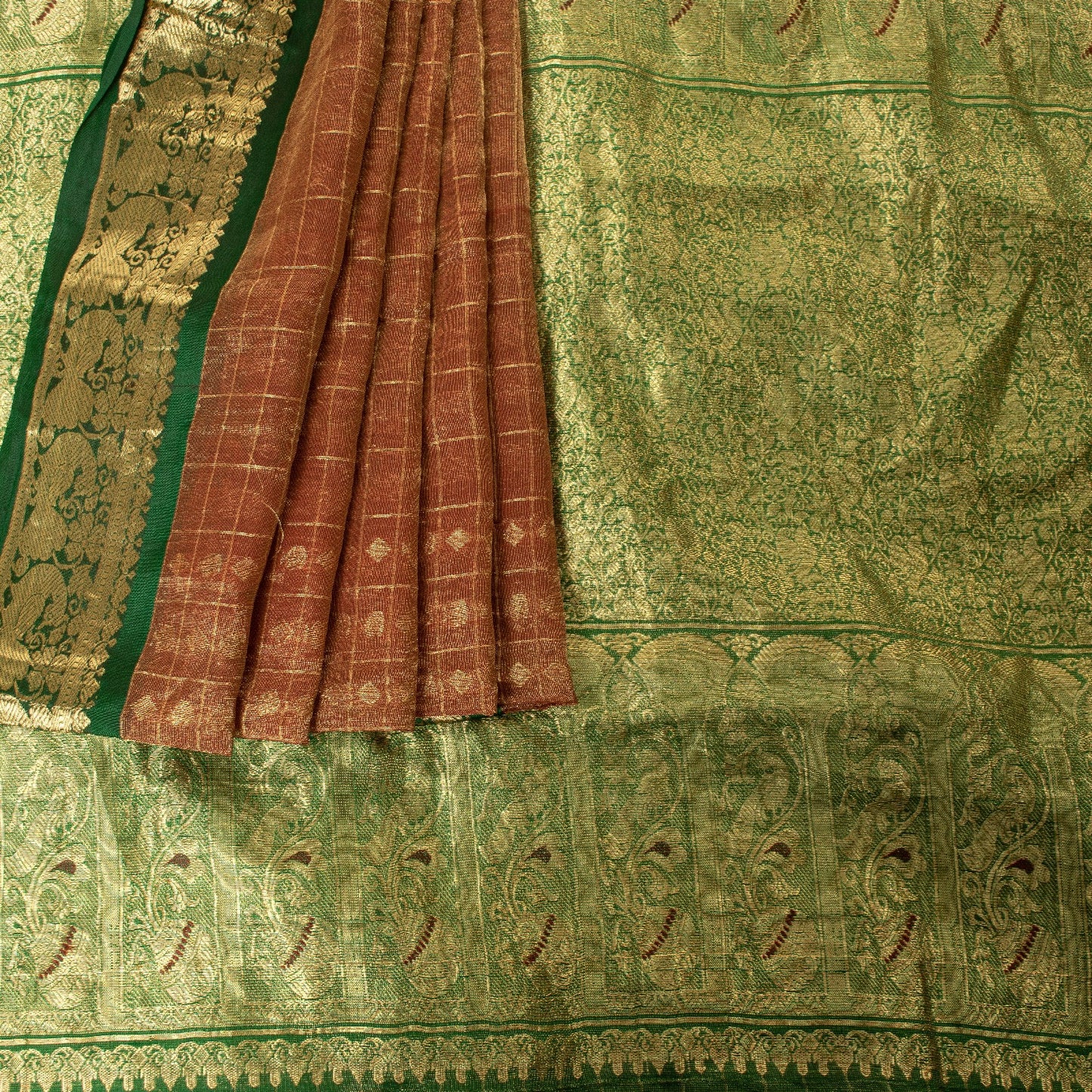 Sanskriti Vintage Red Sarees 100%Pure Silk Zari Woven Brocade Banarasi 5+YD Sari
