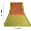 Sanskriti Vintage Green/Brown Heavy Sarees Pure Silk Woven Brocade Sustainable Fabric Sari