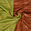 Sanskriti Vintage Green/Brown Heavy Sarees Pure Silk Woven Brocade Sustainable Fabric Sari