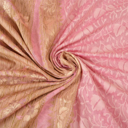 Sanskriti Vintage Pink Sarees 100% Pure Cotton Handloom Hand Beaded Sari Sustainable Fabric