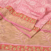 Sanskriti Vintage Pink Sarees 100% Pure Cotton Handloom Hand Beaded Sari Sustainable Fabric
