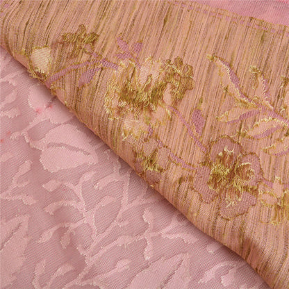 Sanskriti Vintage Pink Sarees 100% Pure Cotton Handloom Hand Beaded Sari Sustainable Fabric