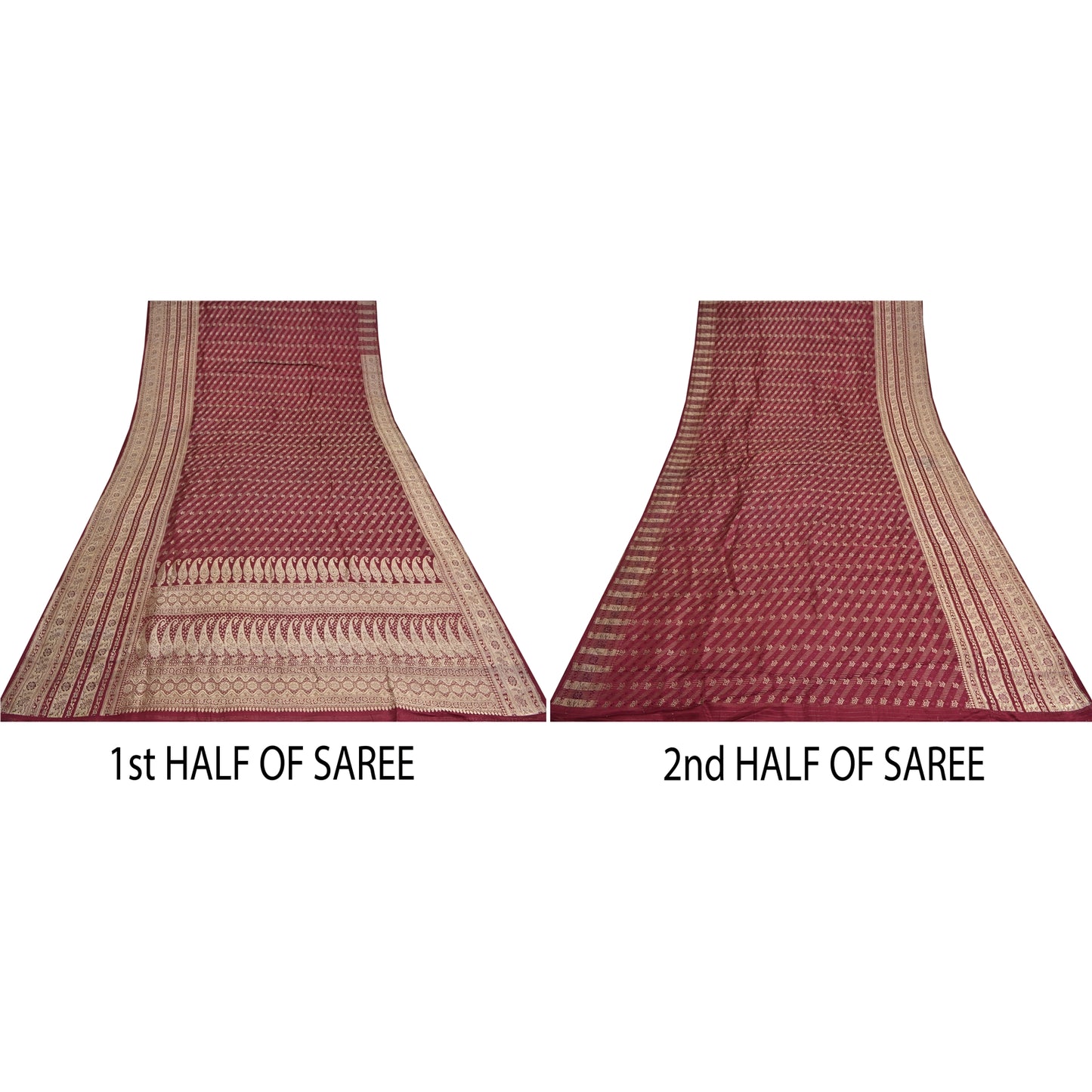 Sanskriti Vintage Purple Sarees Pure Satin Woven Brocade/Banarasi Sari Sustainable Fabric