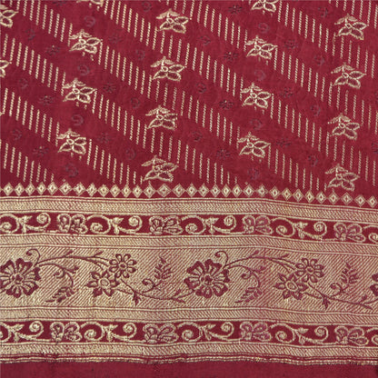 Sanskriti Vintage Purple Sarees Pure Satin Woven Brocade/Banarasi Sari Sustainable Fabric