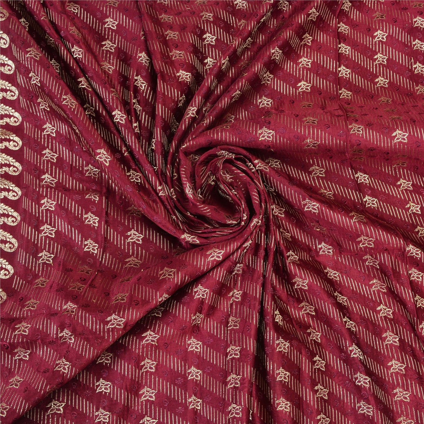 Sanskriti Vintage Purple Sarees Pure Satin Woven Brocade/Banarasi Sari Sustainable Fabric