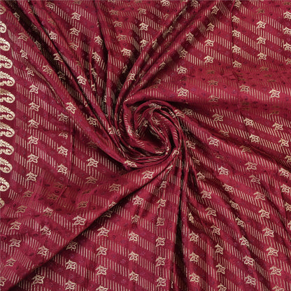 Sanskriti Vintage Purple Sarees Pure Satin Woven Brocade/Banarasi Sari Sustainable Fabric