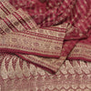 Sanskriti Vintage Purple Sarees Pure Satin Woven Brocade/Banarasi Sari Sustainable Fabric