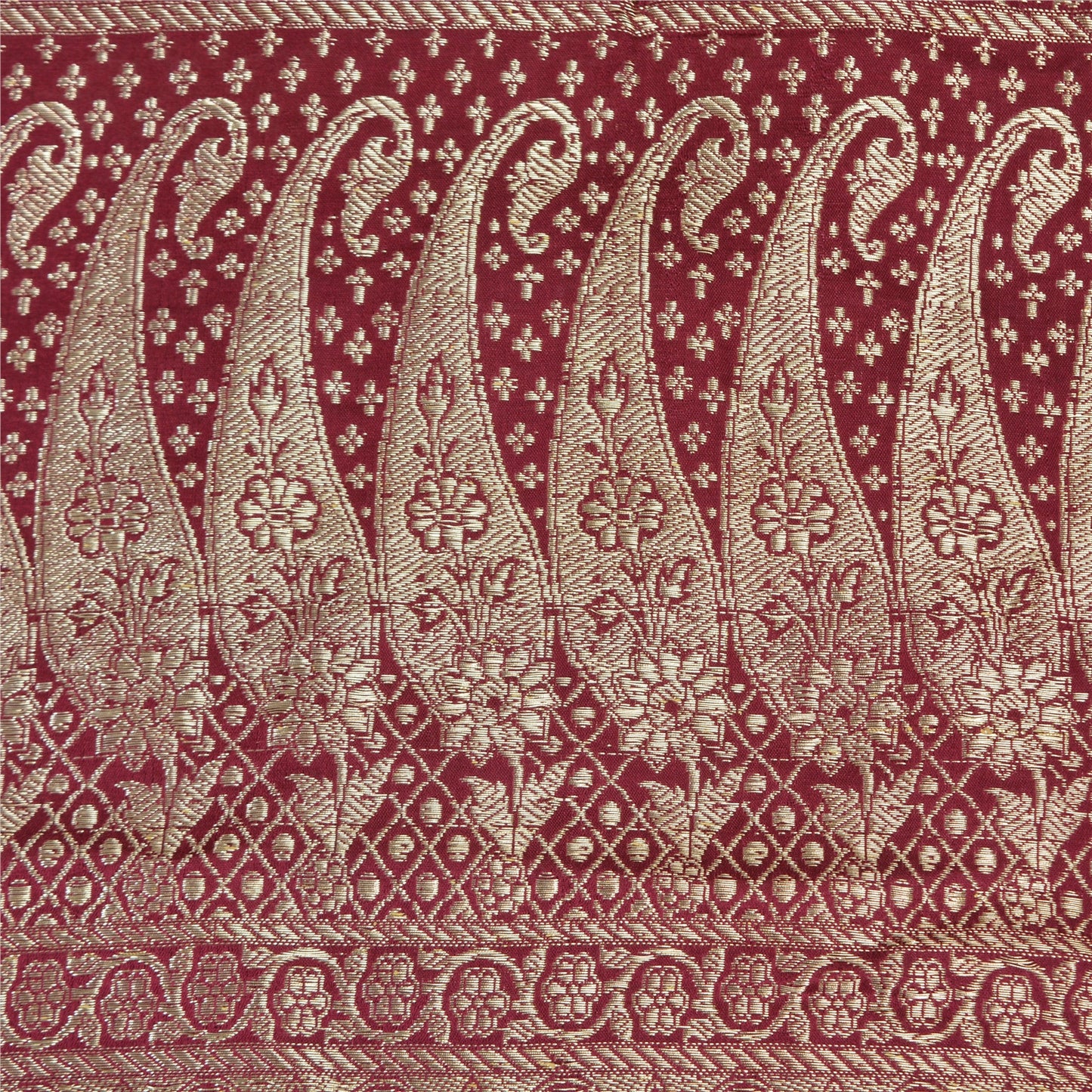 Sanskriti Vintage Purple Sarees Pure Satin Woven Brocade/Banarasi Sari Sustainable Fabric