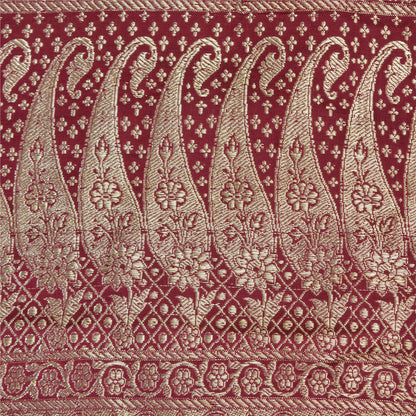 Sanskriti Vintage Purple Sarees Pure Satin Woven Brocade/Banarasi Sari Sustainable Fabric