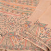 Sanskriti Vintage Peach Madhubani Print Sarees Pure Silk Special Sari Sustainable Fabric