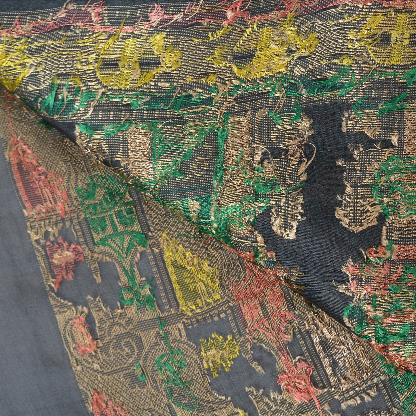 Sanskriti Vintage Black Indian Sarees 100% Pure Silk Woven Premium Sari Fabric