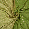 Sanskriti vintage Green Party Sarees Satin Embroidered Woven Sustainable Fabric 5 Yard Sari