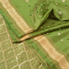 Sanskriti vintage Green Party Sarees Satin Embroidered Woven Sustainable Fabric 5 Yard Sari
