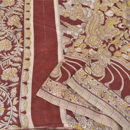 Sanskriti Vintage Heavy Sarees Pure Cotton 5YD Sustainable Fabric Block Print Kalamkari Sari