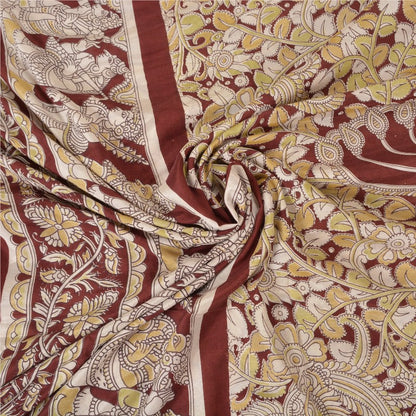 Sanskriti Vintage Heavy Sarees Pure Cotton 5YD Sustainable Fabric Block Print Kalamkari Sari