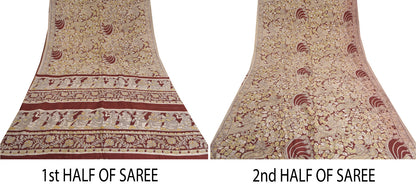 Sanskriti Vintage Heavy Sarees Pure Cotton 5YD Sustainable Fabric Block Print Kalamkari Sari