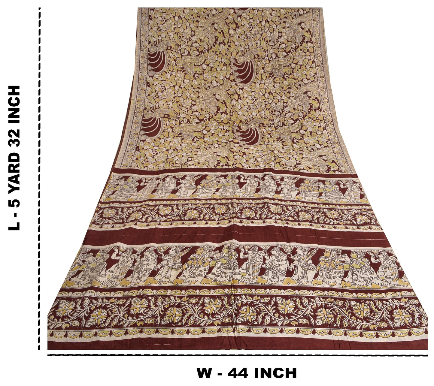 Sanskriti Vintage Heavy Sarees Pure Cotton 5YD Sustainable Fabric Block Print Kalamkari Sari