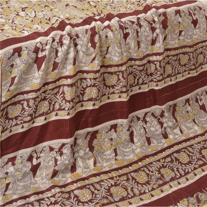 Sanskriti Vintage Heavy Sarees Pure Cotton 5YD Sustainable Fabric Block Print Kalamkari Sari
