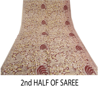 Sanskriti Vintage Heavy Sarees Pure Cotton 5YD Sustainable Fabric Block Print Kalamkari Sari