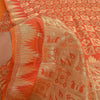 Sanskriti Vintage Orange Heavy Sarees Pure Silk Zari Woven Brocade 5+Yd Fabric