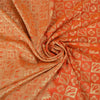Sanskriti Vintage Orange Heavy Sarees Pure Silk Zari Woven Brocade 5+Yd Fabric