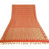 Sanskriti Vintage Orange Heavy Sarees Pure Silk Zari Woven Brocade 5+Yd Fabric