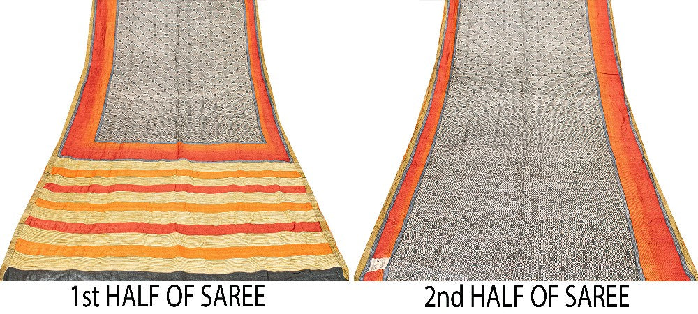 Санскритское винтажное тяжелое сари персиковое шерстяное тканое набивное устойчивое мягкое сари 5 ярдов