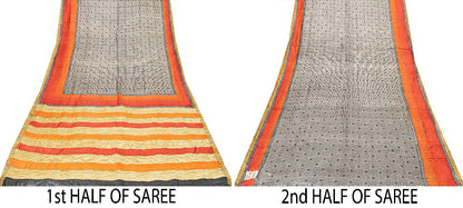 Санскритское винтажное тяжелое сари персиковое шерстяное тканое набивное устойчивое мягкое сари 5 ярдов