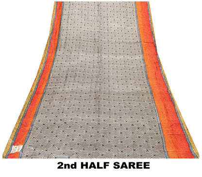 Санскритское винтажное тяжелое сари персиковое шерстяное тканое набивное устойчивое мягкое сари 5 ярдов