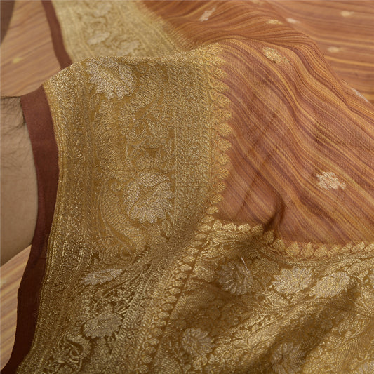 Sanskriti Vintage Multicolor Sarees 100% Pure Georgette Silk Woven Sari Sustainable Fabric