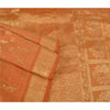 Sanskriti Vintage Orange Heavy Sarees Pure Silk Woven Brocade Zari Sari Fabric
