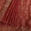 Sanskriti Vintage Red Sarees Pure Silk Zari Hand Woven Brocade Sari 5yd Fabric