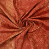 Sanskriti Vintage Red Sarees Pure Silk Zari Hand Woven Brocade Sari 5yd Fabric