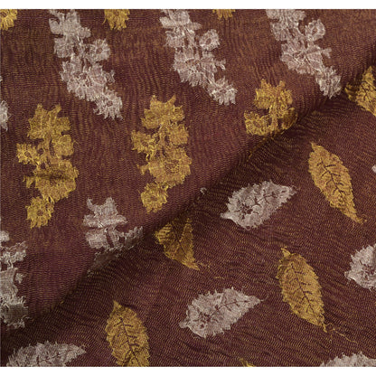 Sanskriti Vintage Brown Indian Sari 100% Pure Silk Woven Sarees 6 Yard Fabric