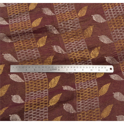 Sanskriti Vintage Brown Indian Sari 100% Pure Silk Woven Sarees 6 Yard Fabric