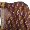 Sanskriti Vintage Brown Indian Sari 100% Pure Silk Woven Sarees 6 Yard Fabric