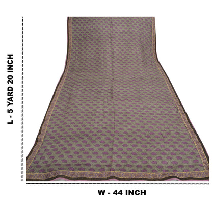 Sanskriti Vintage Indian Sarees Pure Tussar Silk Green Embroidered Sari Sustainable Fabric