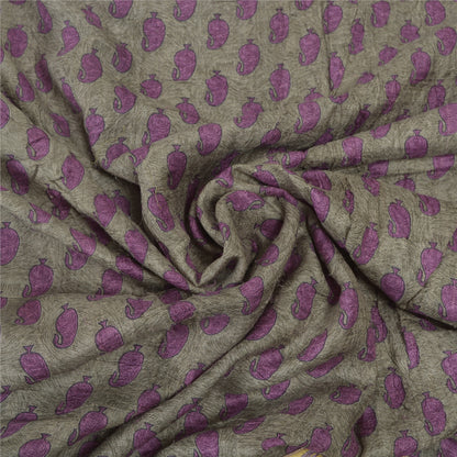 Sanskriti Vintage Indian Sarees Pure Tussar Silk Green Embroidered Sari Sustainable Fabric