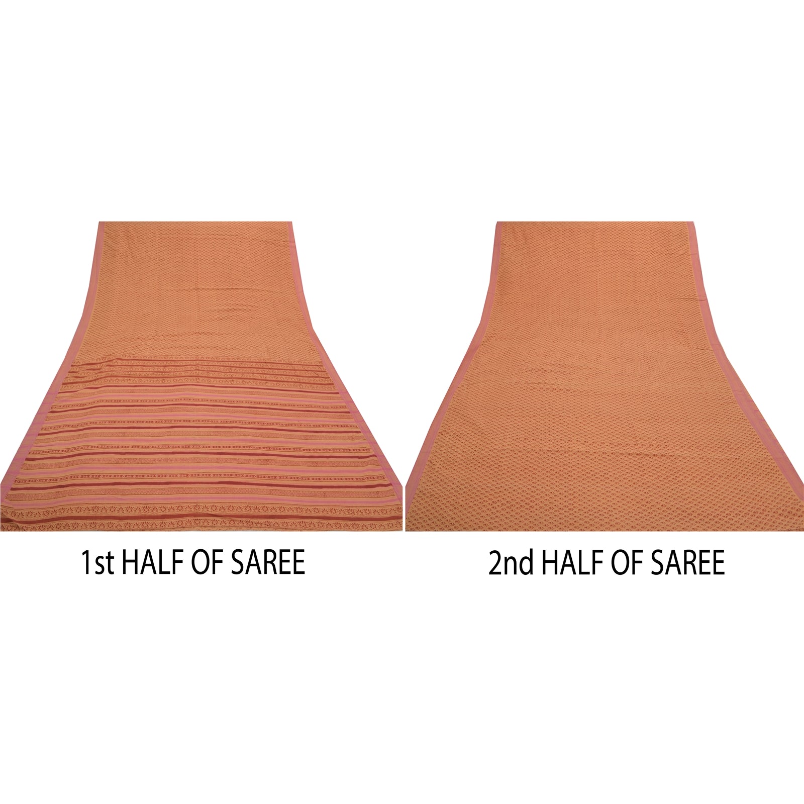 Sanskriti Vintage Brown Sarees Pure Cotton Fabric Block Print Kalamkari Sari